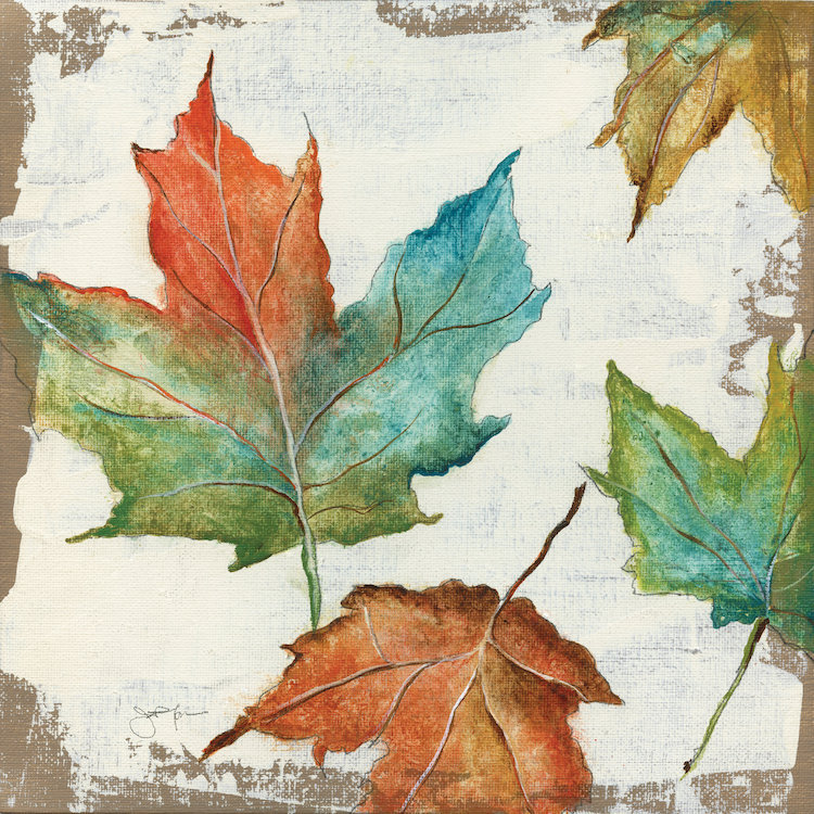 East Urban Home Fall Leaves Painting Print on Wrapped Canvas